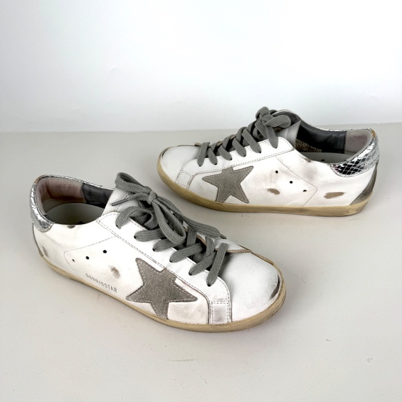 GOLDEN GOOSE Superstar White Silver Gray Sneakers 38, 8 - Picture 4 of 13